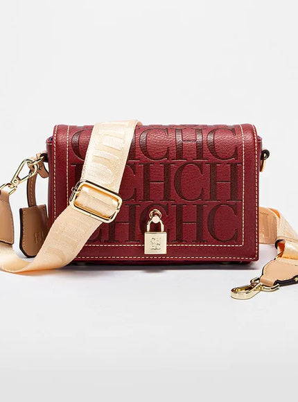 Dropshipman 19x8x13cm / 230326-M51-WINE Fashion Design Model Metal Accessories Buckle Women's Shoulder Bag Luxury Brand 2025 Fashion Solid Colour Printed Head Bag