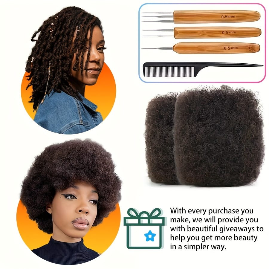 KissICON 1B / 10 INCHES Afro Essence Redefined 2 Bundles Tight Afro Hair