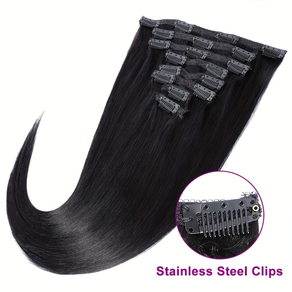 KissICON 1B / 12inch KissIcon Straight Clip Human Hair Extensions - RemyBrazilian