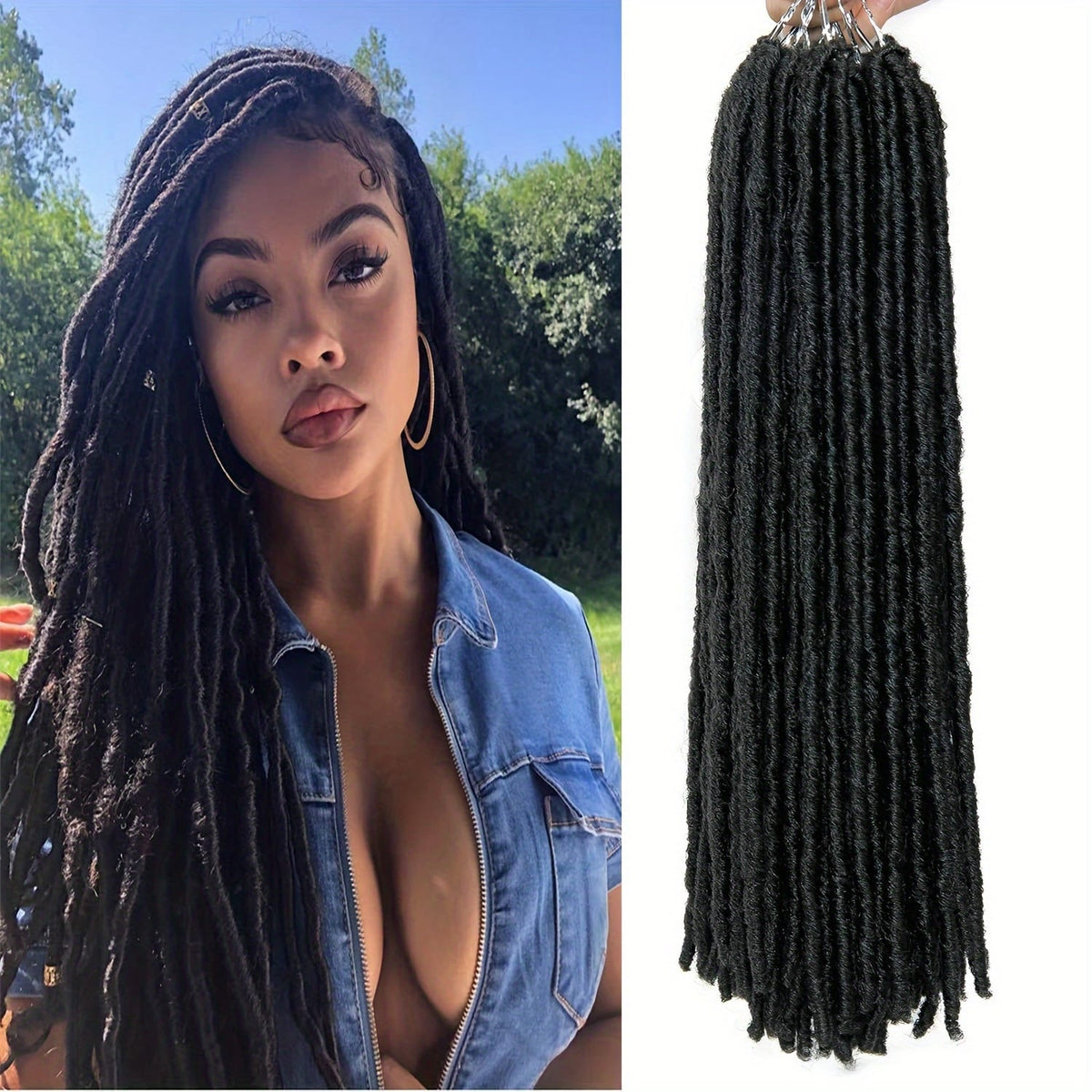 KissICON 1B / 18inch KissIcon 48 Strands Pre-Looped Faux Locs - Natural