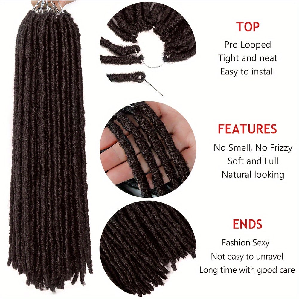 KissICON 1B / 18inch KissIcon 48 Strands Pre-Looped Faux Locs - Natural