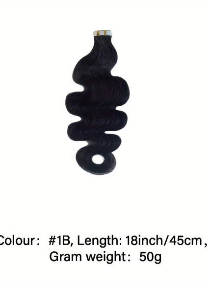 KissICON #1B / 18inch KissIcon Body Wave Tape In Extensions Natural Look