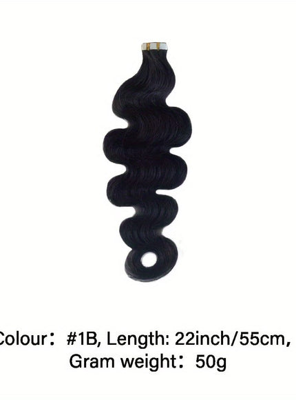 KissICON #1B / 22inch KissIcon Body Wave Tape In Extensions Natural Look