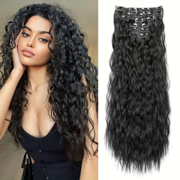 KissICON 1B / 24inch 16 Black Clips For Synthetic Curls - Soft