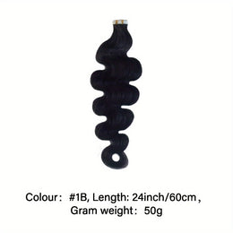 KissICON #1B / 24inch KissIcon Body Wave Tape In Extensions Natural Look
