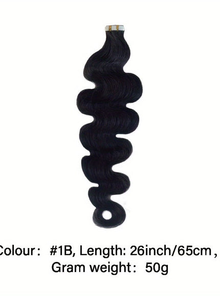 KissICON #1B / 26inch KissIcon Body Wave Tape In Extensions Natural Look