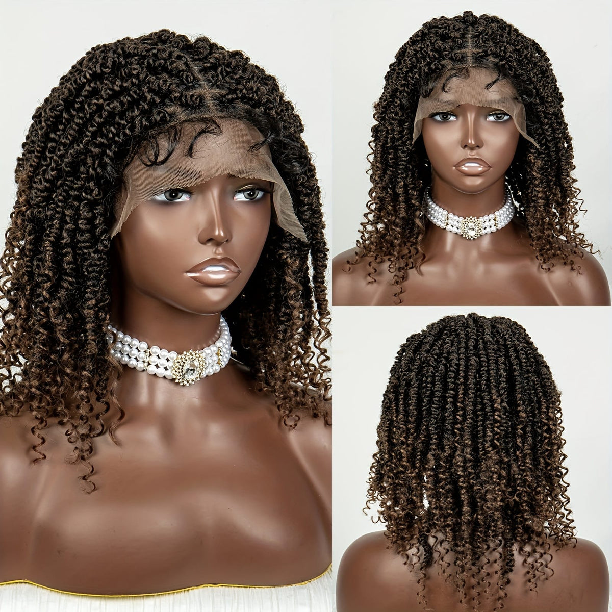 KissICON 1B/30 / 16inch Braids Wig Synthetic Lace Heat Resistant Bra