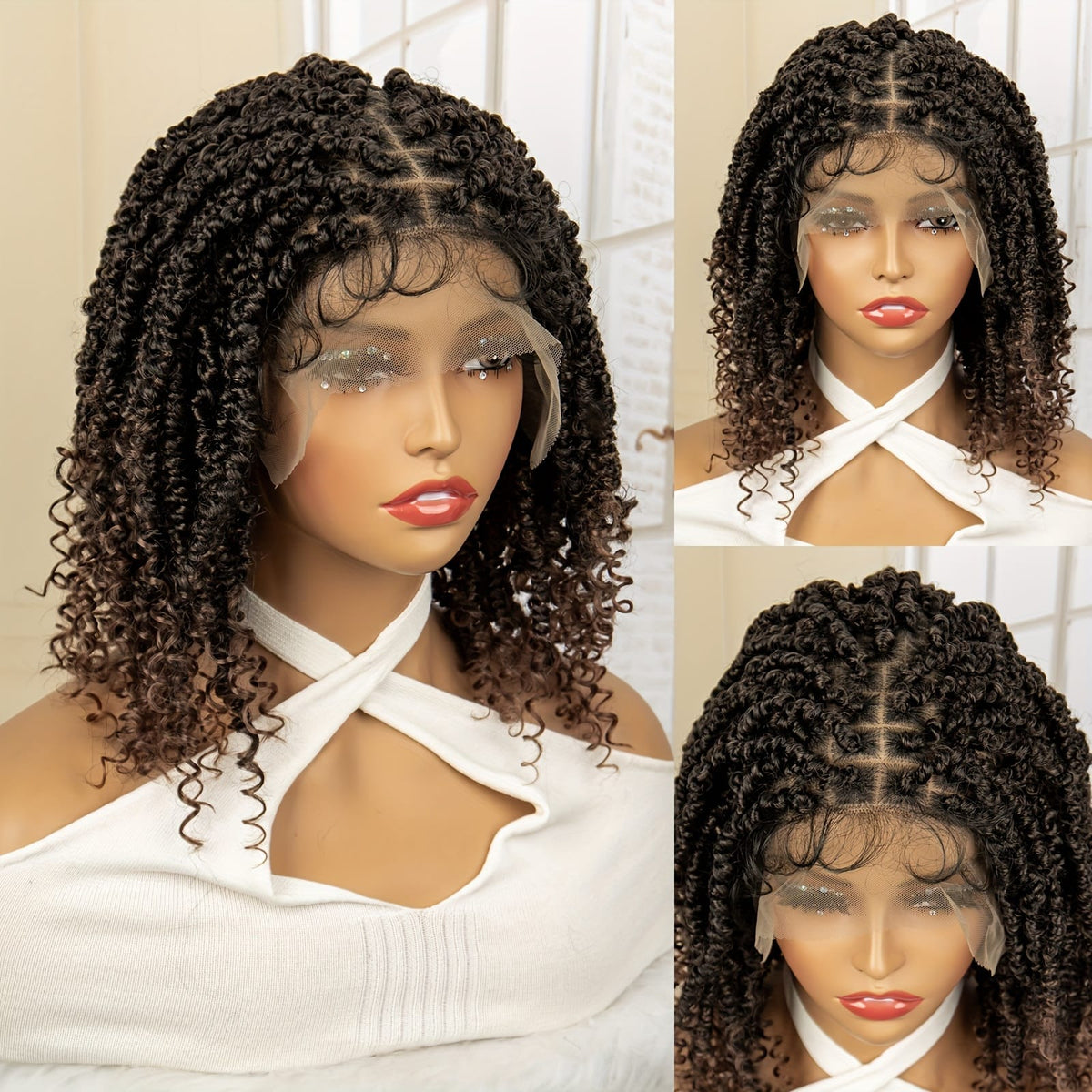 KissICON 1B/30 / 18inch Braids Wig Synthetic Lace Heat Resistant Bra