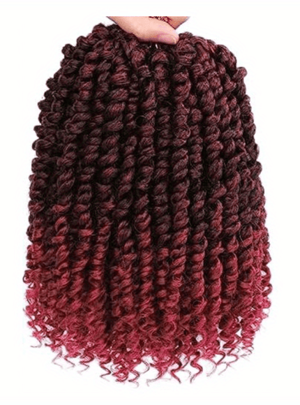 KissICON 1B/BUG(Mixed Black/ Burgundy / 8inch Kissicon Yorostar 8 Crochet Hair Extensions