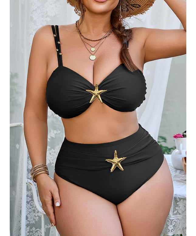 Women's Curve Solid Color Two-piece Bikini –
