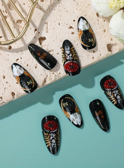 KissIcon Press On Nails - Long Almond Black