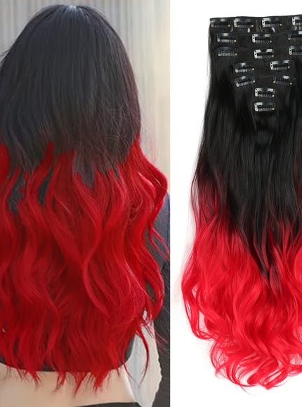 KissICON 1BTRED / 22inch Clip In Hair Extensions 22in Red