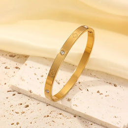 KissICON 1pc 1 / 58-60mm 3pcs/1pc Fashion 18K Gold Plated Stainless Steel Nail Bracelet for Women Luxury Cubic Zirconia Bangle Daily Wear Jewelry