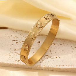 KissICON 1pc 2 / 58-60mm 3pcs/1pc Fashion 18K Gold Plated Stainless Steel Nail Bracelet for Women Luxury Cubic Zirconia Bangle Daily Wear Jewelry