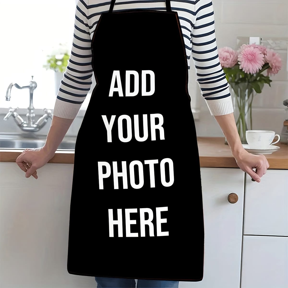 KissICON 1PC 58.42×78.74cm / W18 Custom Photo  Text Personalized Apron  Unique Gift