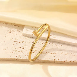 KissICON 1pc / 58-60mm 3pcs/1pc Fashion 18K Gold Plated Stainless Steel Nail Bracelet for Women Luxury Cubic Zirconia Bangle Daily Wear Jewelry
