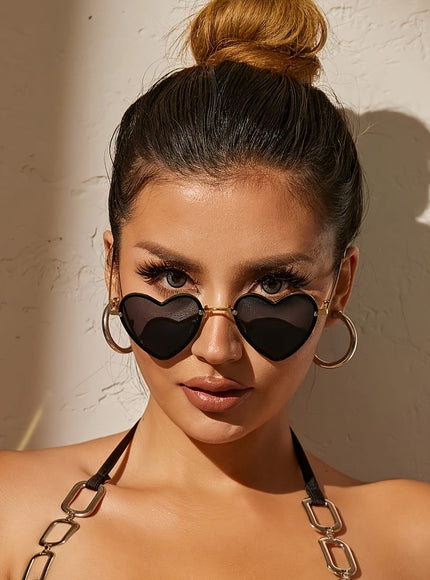 jkthpu-45 1pc-Black frame gray film Retro Frameless Geometric Glasses Stylish Versatile Lightweight