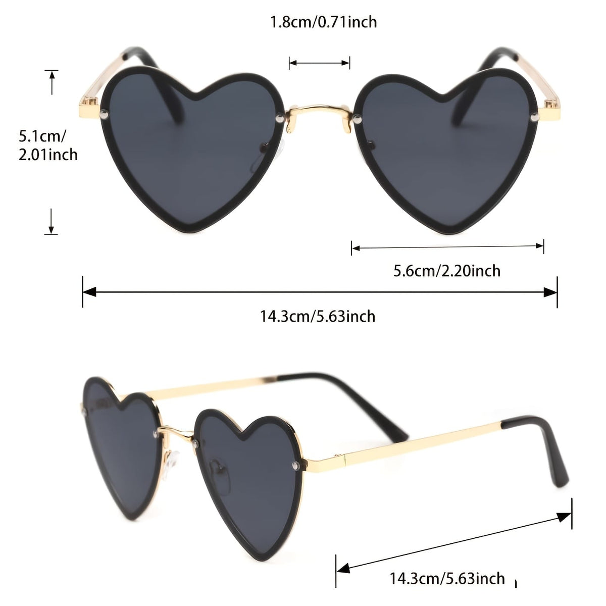 jkthpu-45 1pc-Black frame gray film Retro Frameless Geometric Glasses Stylish Versatile Lightweight