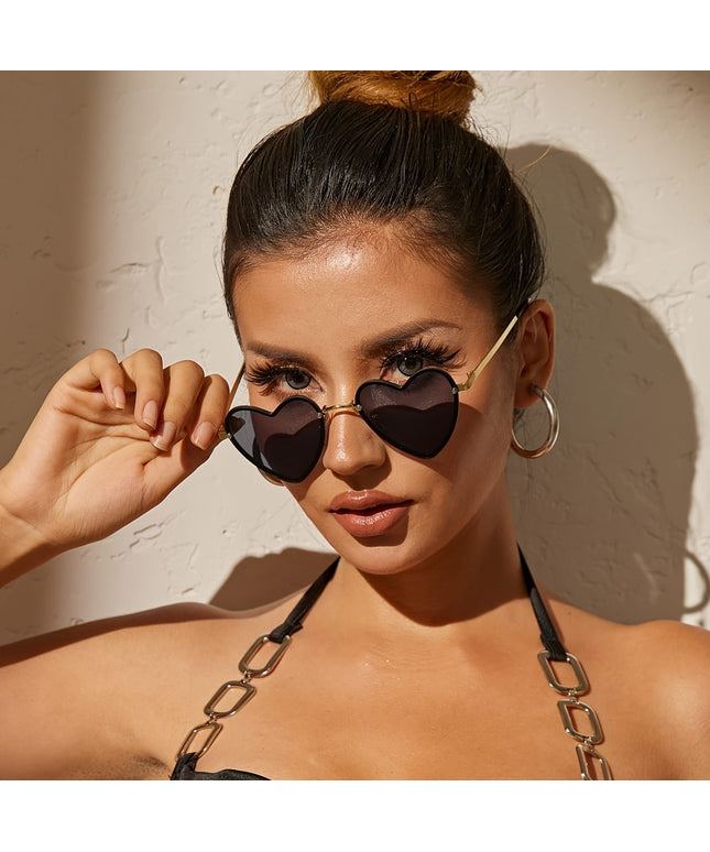 jkthpu-45 1pc-Black frame gray film Retro Frameless Geometric Glasses Stylish Versatile Lightweight