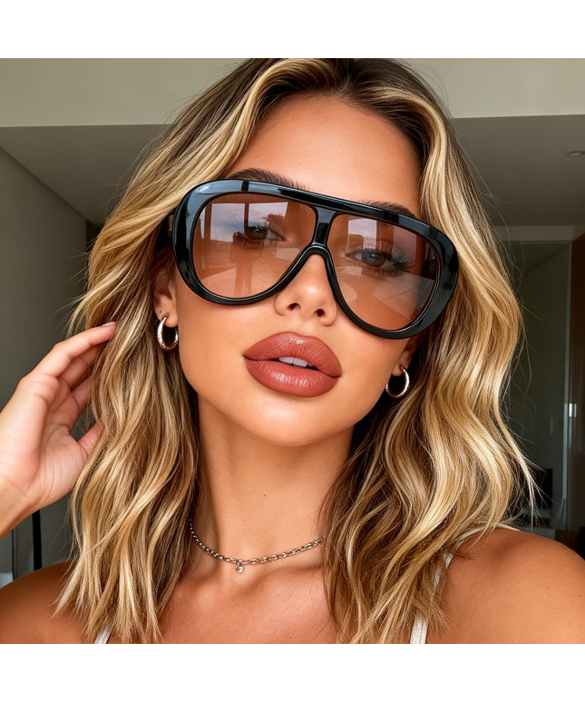 KissICON Eyewear 1pc-Black frame orange slice Vintage UV400 Fashion Sunglasses | Black & Orange Frame