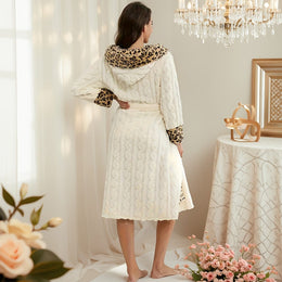 KissICON 1pc, long-haired striped leopard print hemmed contrasting color