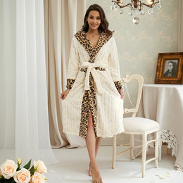 KissICON 1pc, long-haired striped leopard print hemmed contrasting color