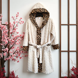 KissICON 1pc, long-haired striped leopard print hemmed contrasting color