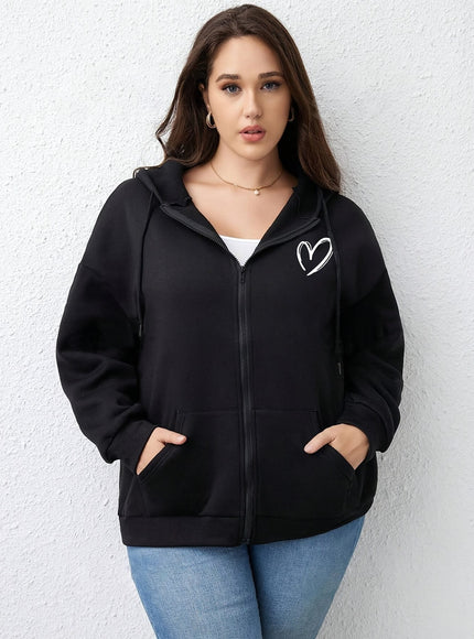 jkthpu-45 1pc Plus Size Women's Zip Up Hoodie -
