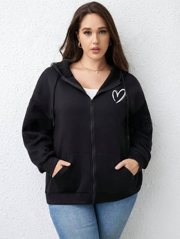 jkthpu-45 1pc Plus Size Women's Zip Up Hoodie -