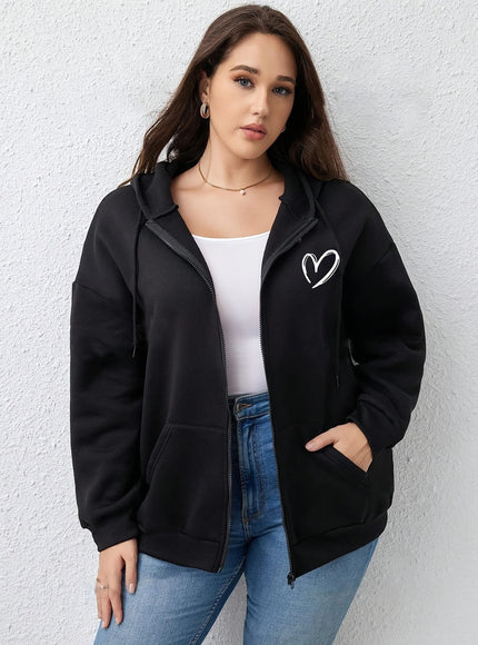 jkthpu-45 1pc Plus Size Women's Zip Up Hoodie -