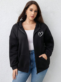 jkthpu-45 1pc Plus Size Women's Zip Up Hoodie -
