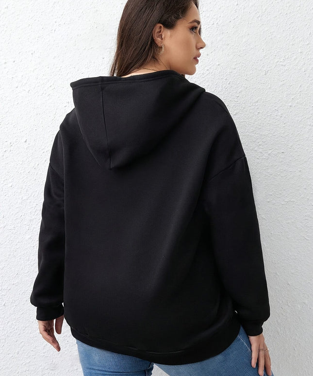 jkthpu-45 1pc Plus Size Women's Zip Up Hoodie -