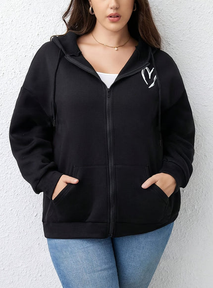 jkthpu-45 1pc Plus Size Women's Zip Up Hoodie -