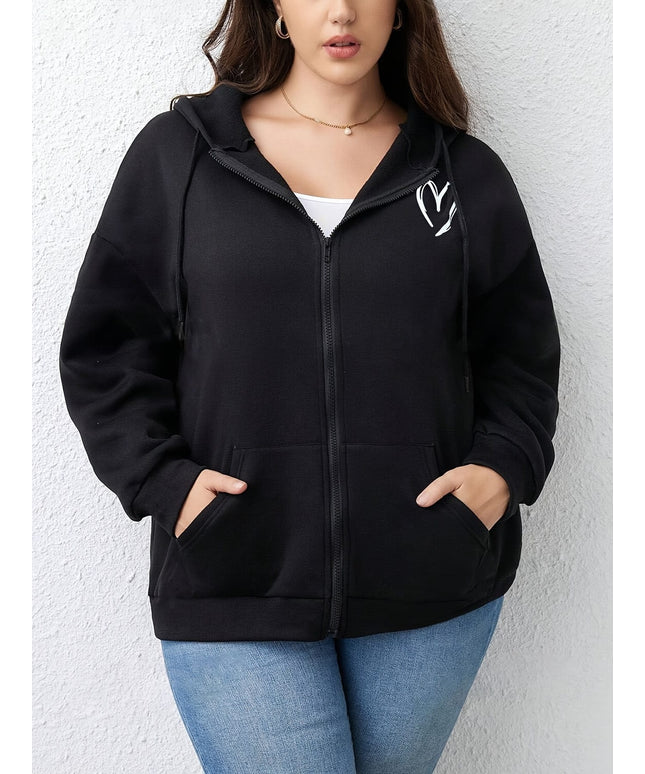 jkthpu-45 1pc Plus Size Women's Zip Up Hoodie -