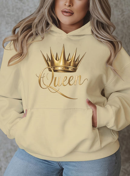 jkthpu-45 1pc Queen Crown Graphic Hoodie for Women, Plus