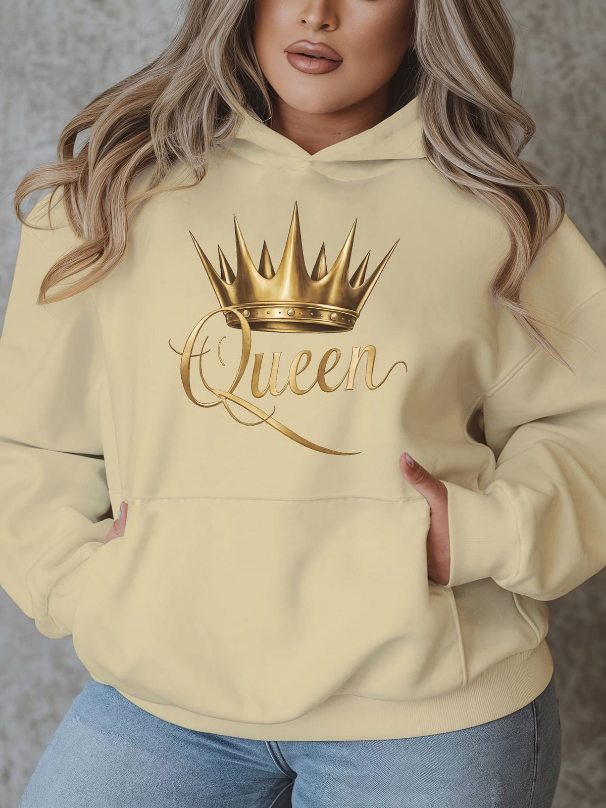 jkthpu-45 1pc Queen Crown Graphic Hoodie for Women, Plus