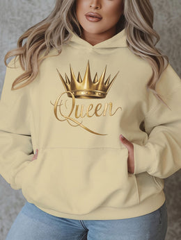 jkthpu-45 1pc Queen Crown Graphic Hoodie for Women, Plus
