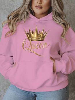 jkthpu-45 1pc Queen Crown Graphic Hoodie for Women, Plus