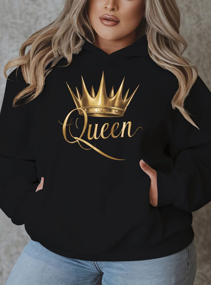 jkthpu-45 1pc Queen Crown Graphic Hoodie for Women, Plus