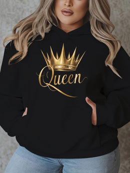 jkthpu-45 1pc Queen Crown Graphic Hoodie for Women, Plus