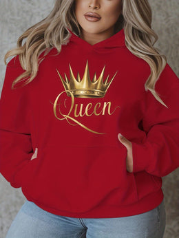 jkthpu-45 1pc Queen Crown Graphic Hoodie for Women, Plus