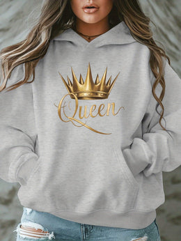 jkthpu-45 1pc Queen Crown Graphic Hoodie for Women, Plus