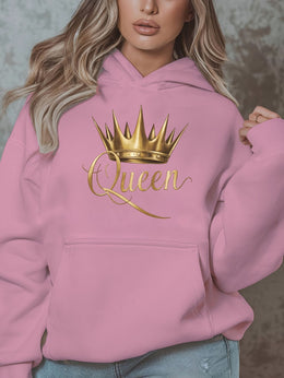 jkthpu-45 1pc Queen Crown Graphic Hoodie for Women, Plus