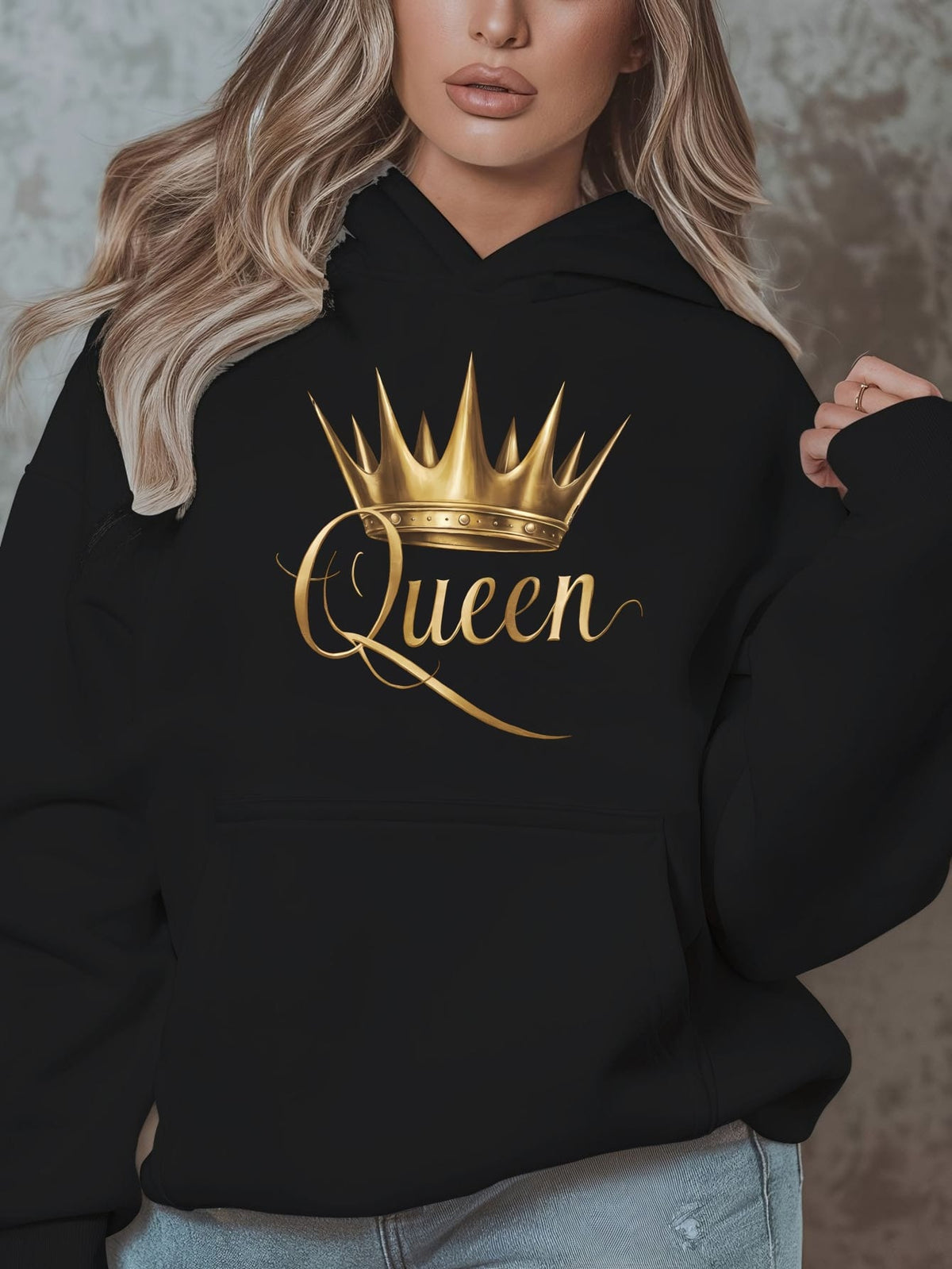 jkthpu-45 1pc Queen Crown Graphic Hoodie for Women, Plus