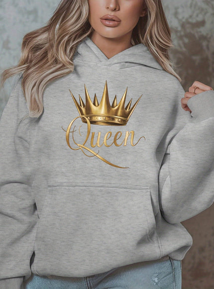 jkthpu-45 1pc Queen Crown Graphic Hoodie for Women, Plus