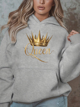 jkthpu-45 1pc Queen Crown Graphic Hoodie for Women, Plus