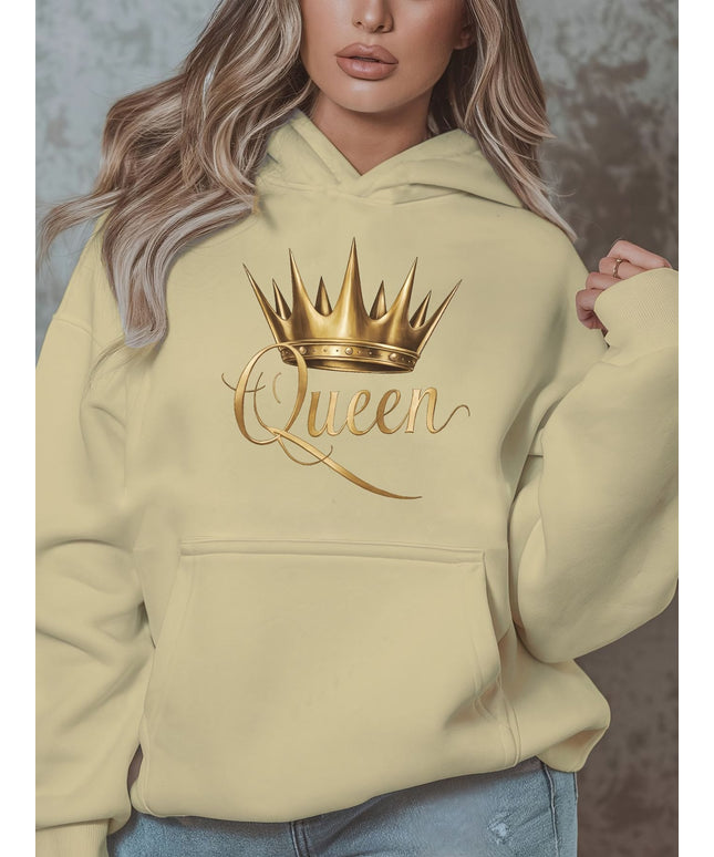 jkthpu-45 1pc Queen Crown Graphic Hoodie for Women, Plus