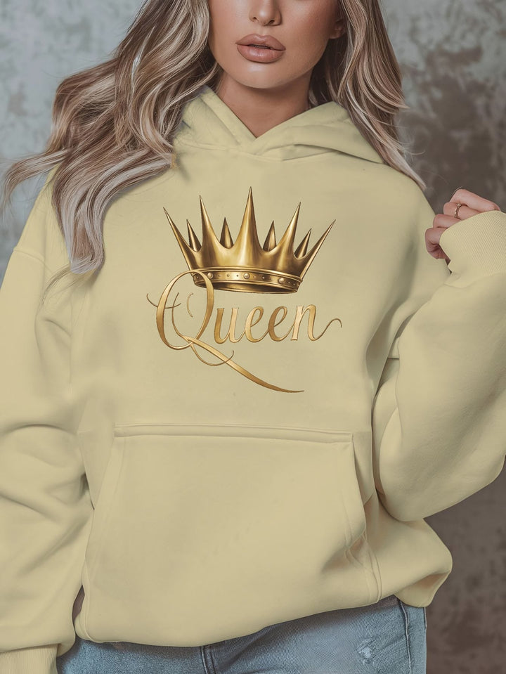 1pc Queen Crown Graphic Hoodie for Women, Plus