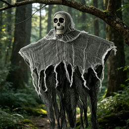 KissICON 1PC Skeleton Halloween Skeleton Hanging Decoration Ghosts Skull Gauze Fabric Halloween Decor Outdoor Haunted House Yard Scary Party Supplies