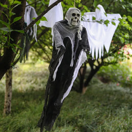 KissICON 1PC Skeleton Halloween Skeleton Hanging Decoration Ghosts Skull Gauze Fabric Halloween Decor Outdoor Haunted House Yard Scary Party Supplies
